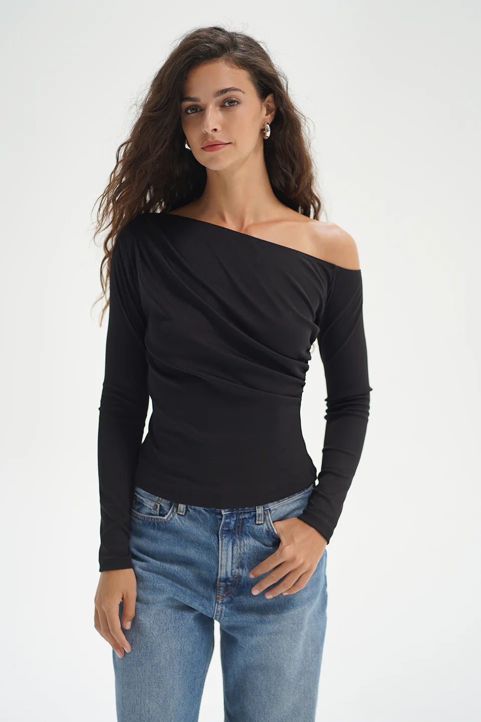 LNA Panama Drape Top - Liquid Onyx Women's Tops - Sloane Boutique
