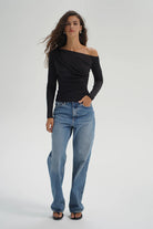 LNA Panama Drape Top - Liquid Onyx Women's Tops - Sloane Boutique