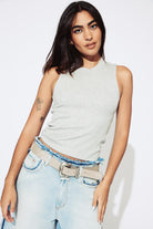 LnA Ribbed Double Layer Tank - Heather Grey Women's Tops - Sloane Boutique