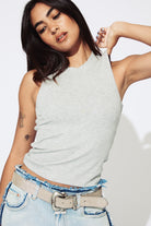 LnA Ribbed Double Layer Tank - Heather Grey Women's Tops - Sloane Boutique