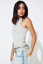 LnA Ribbed Double Layer Tank - Heather Grey Women's Tops - Sloane Boutique
