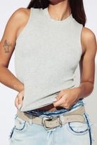LnA Ribbed Double Layer Tank - Heather Grey Women's Tops - Sloane Boutique