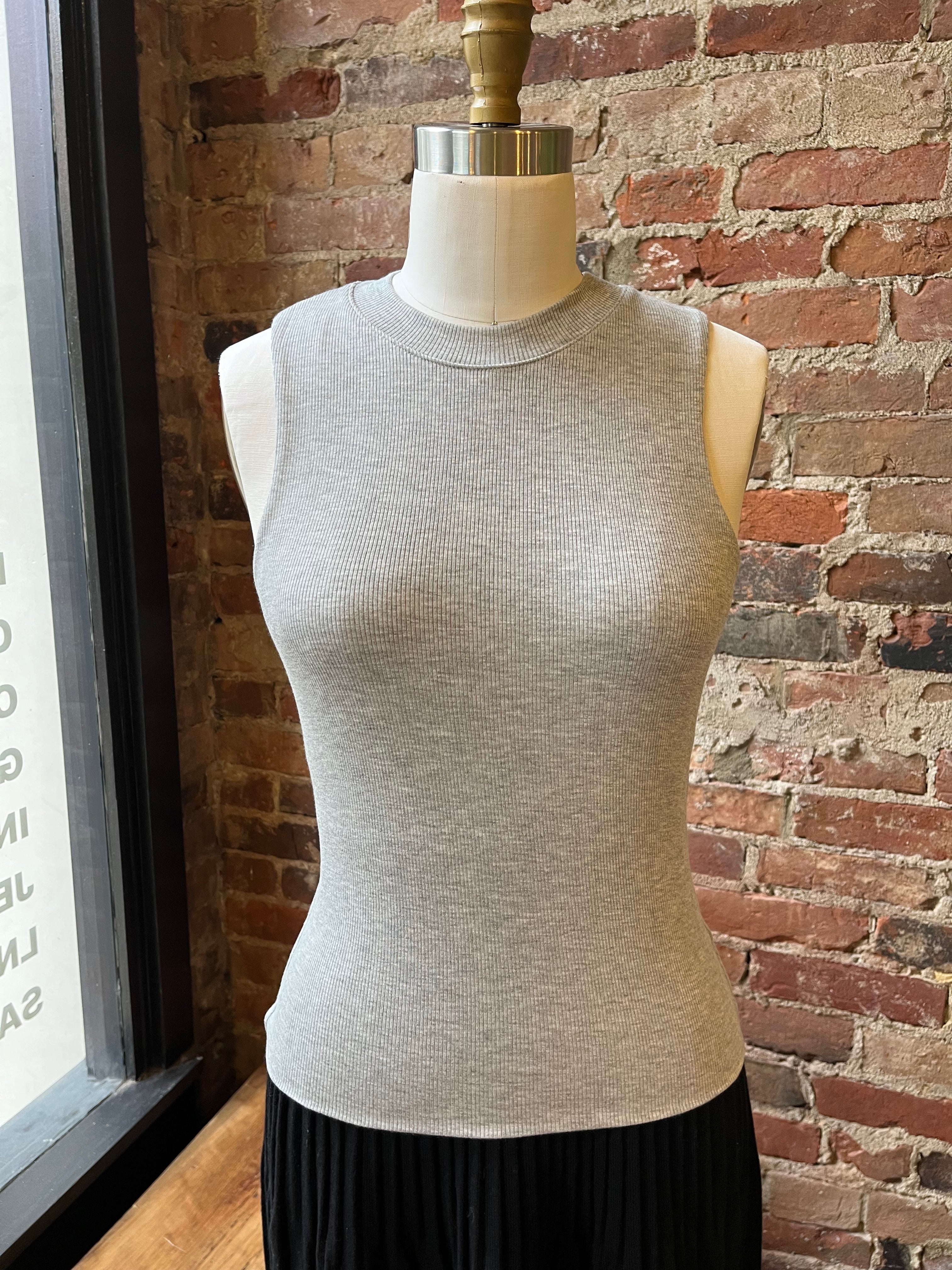 LnA Ribbed Double Layer Tank - Heather Grey Women's Tops - Sloane Boutique