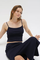 LnA Senti Ribbed Tank - Ink Blue sale tops - Sloane Boutique