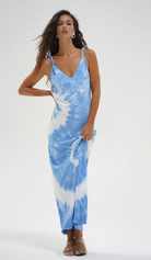 LNA Sicily Tie Dye Dress - Biarritz Blue Dresses - Sloane Boutique