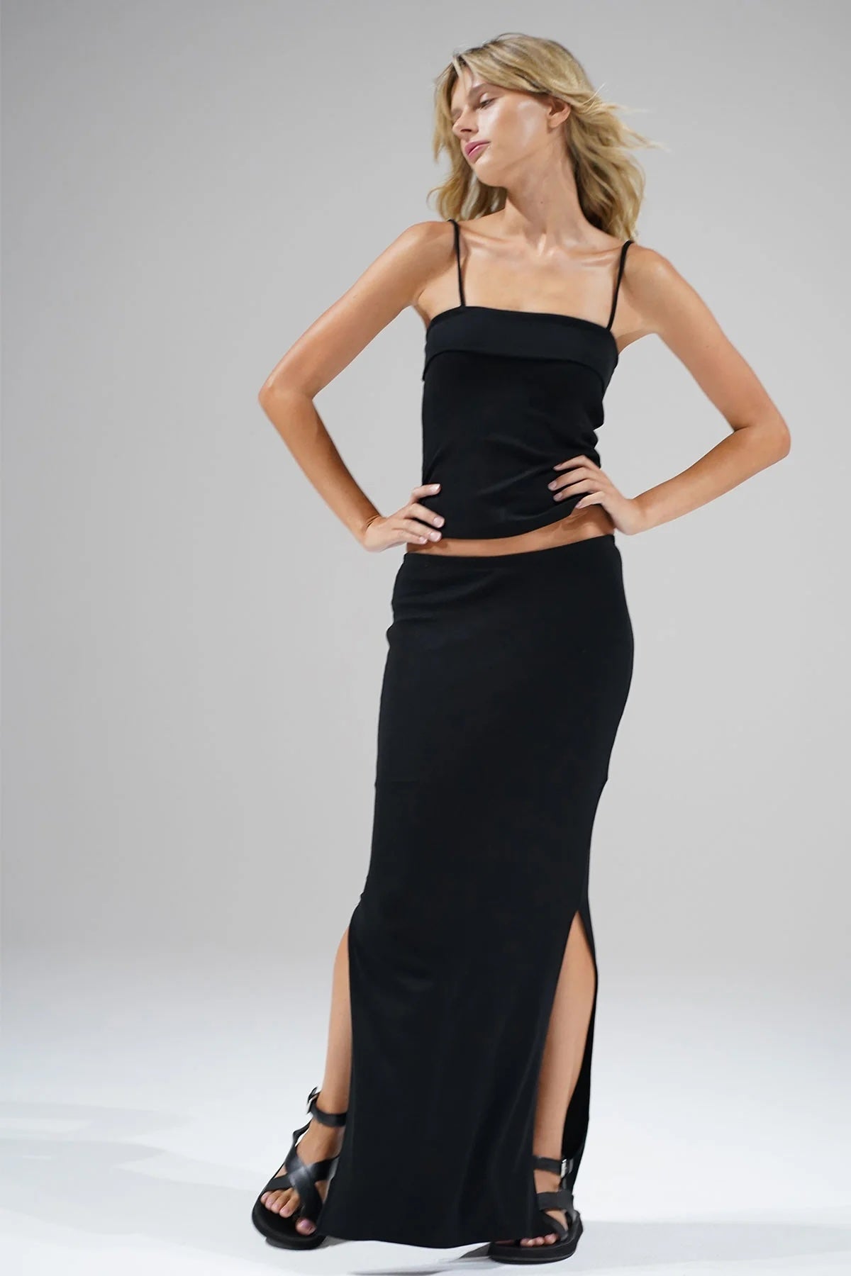 LnA Steph Ribbed Skirt - Black Women's Bottoms - Sloane Boutique