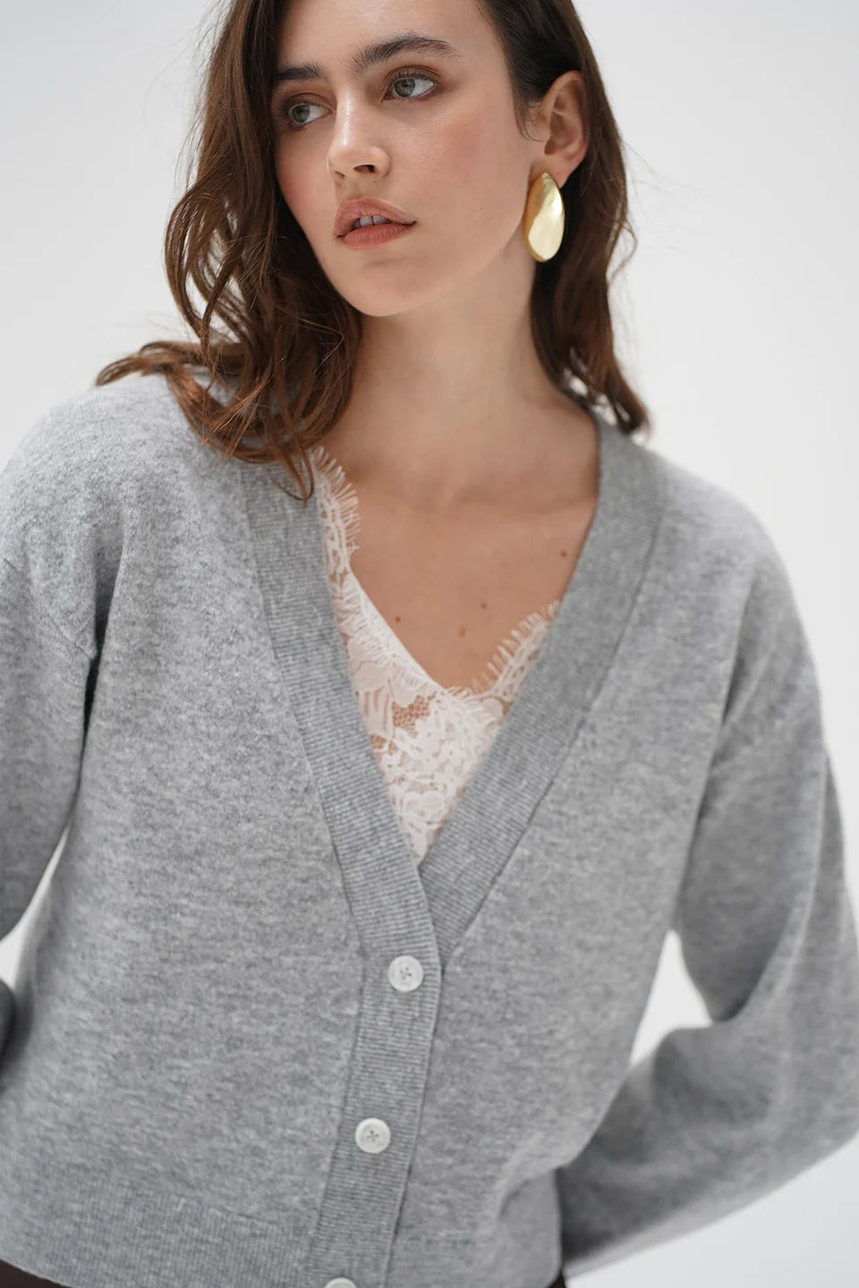 LnA Sterling Lace Trim Sweater - Heather Grey Women's Tops - Sloane Boutique