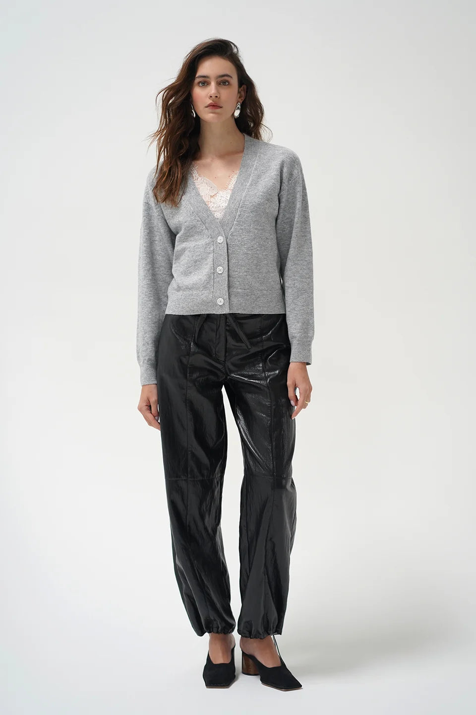 LnA Sterling Lace Trim Sweater - Heather Grey Women's Tops - Sloane Boutique