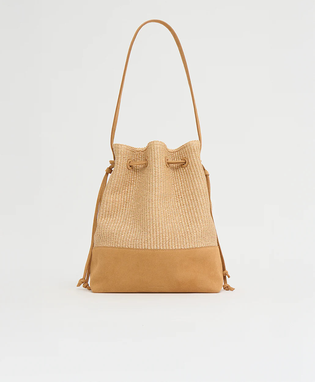 Mansur Gavriel Drawstring Cabas - Natural Raffia / Budino Suede Handbags - Sloane Boutique