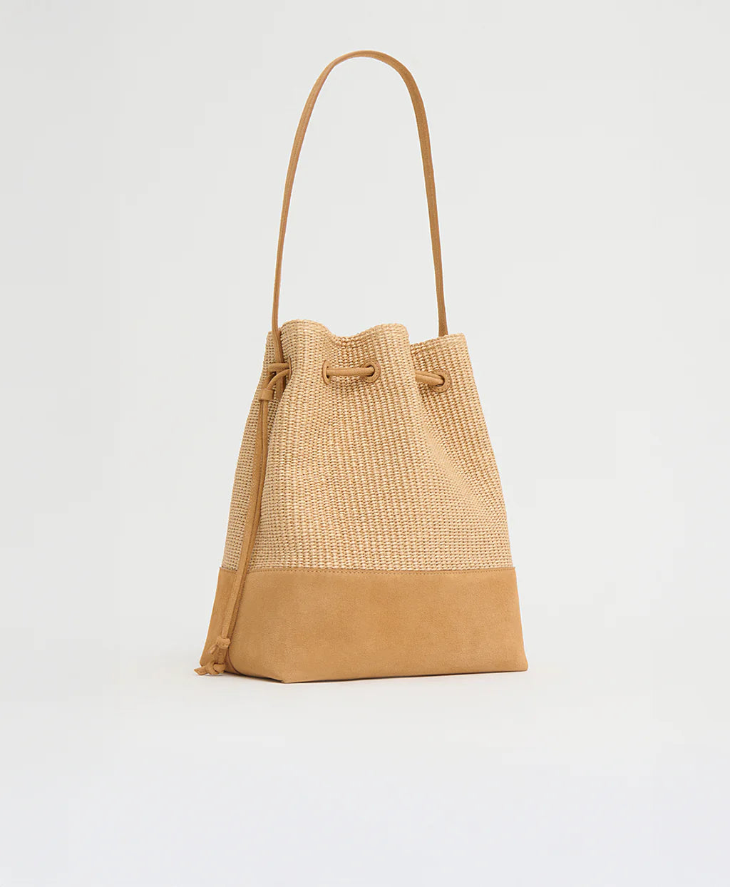 Mansur Gavriel Drawstring Cabas - Natural Raffia / Budino Suede Handbags - Sloane Boutique
