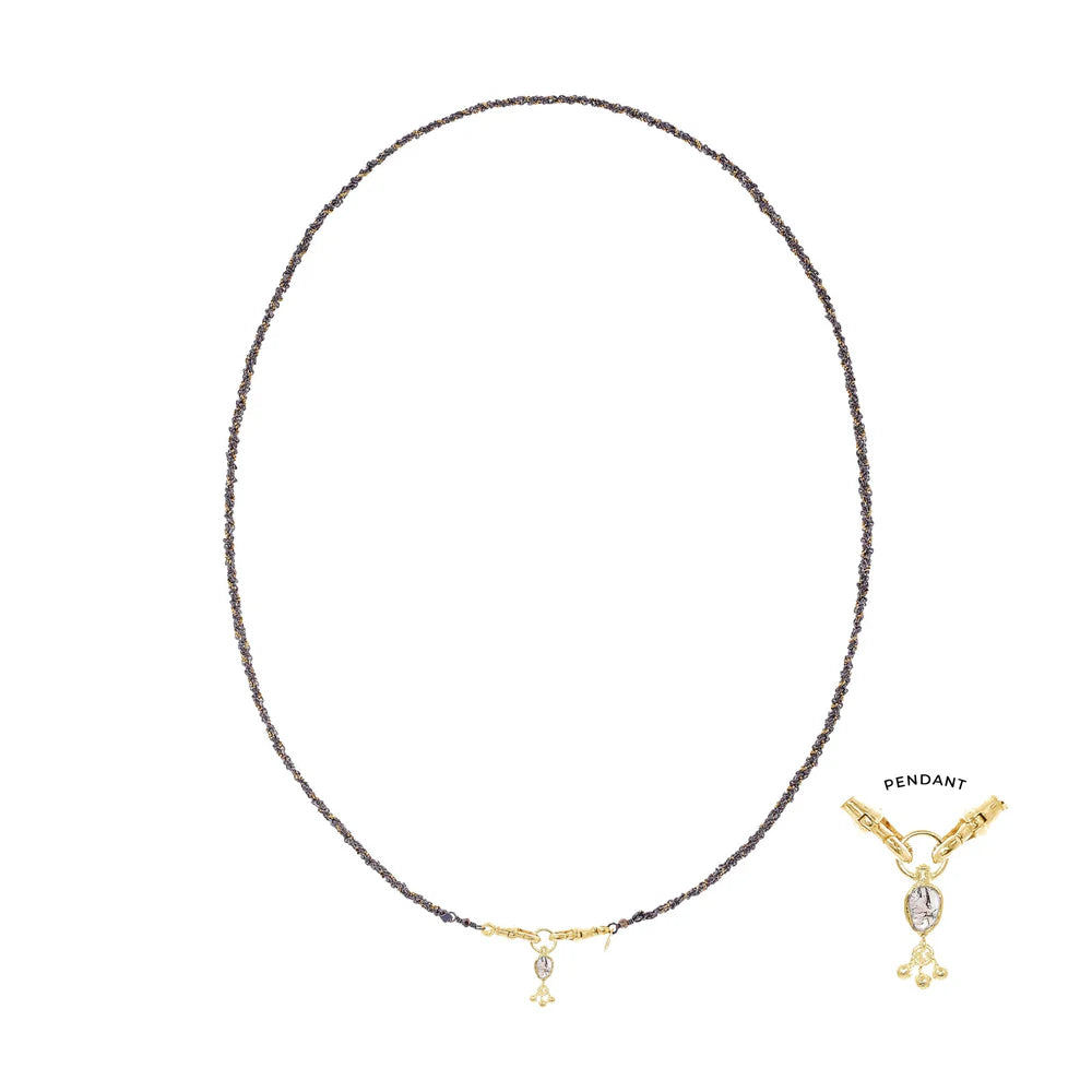 Marie Laure Chamorel Necklace 989 - Ruthenium Lurex Gold Jewelry - Sloane Boutique