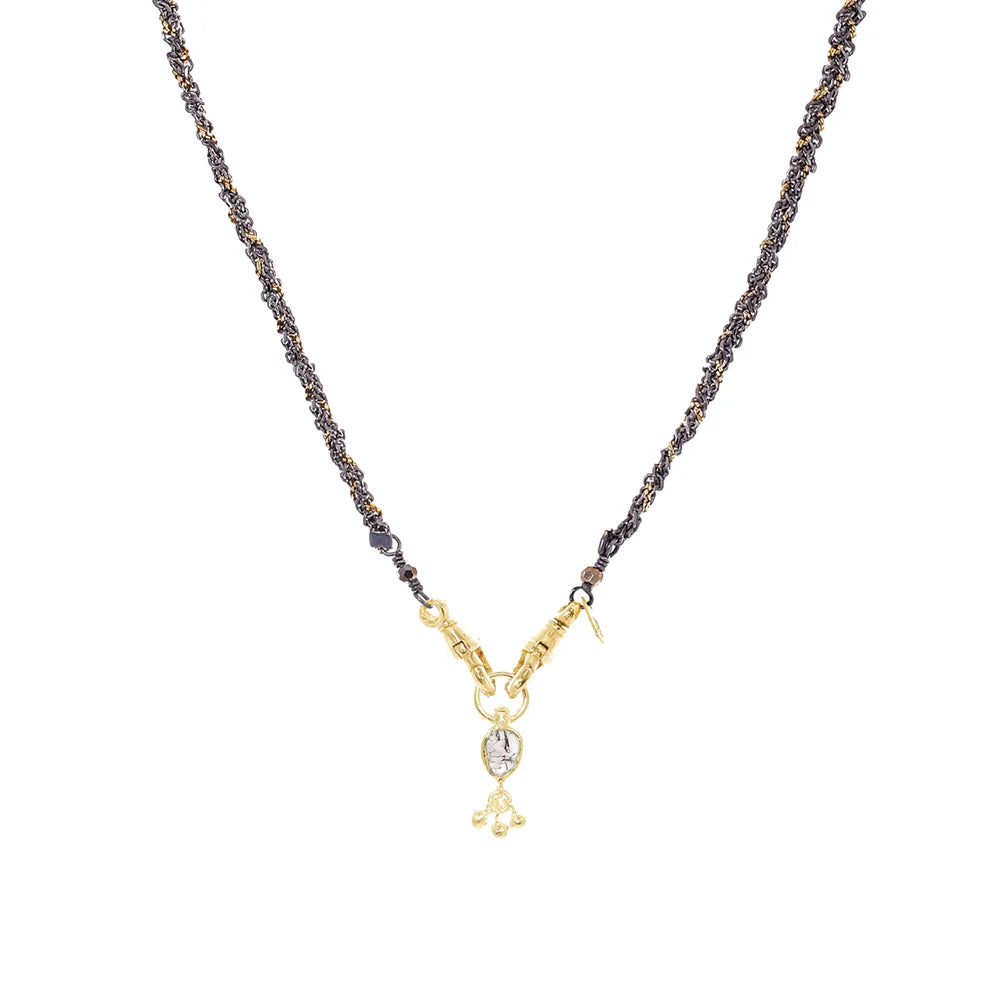 Marie Laure Chamorel Necklace 989 - Ruthenium Lurex Gold Jewelry - Sloane Boutique