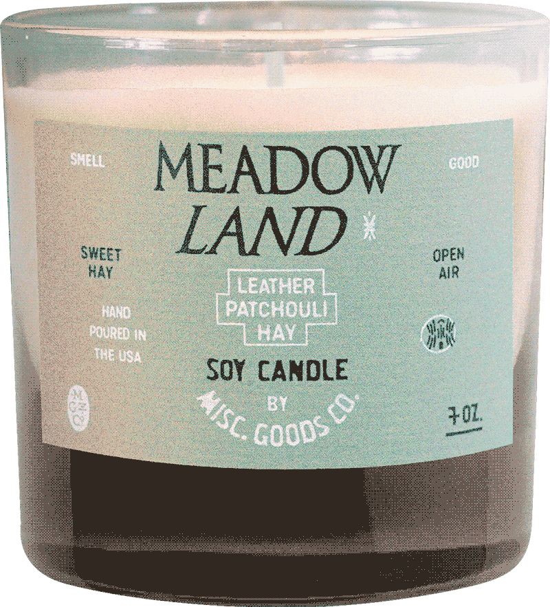 Misc. Goods Co. Meadowland 7 oz Soy Candle - Leather, Patchouli, & Hay Fragrance - Sloane Boutique