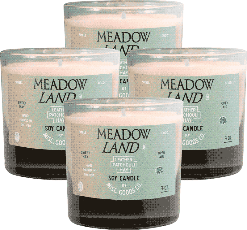 Misc. Goods Co. Meadowland 7 oz Soy Candle - Leather, Patchouli, & Hay Fragrance - Sloane Boutique