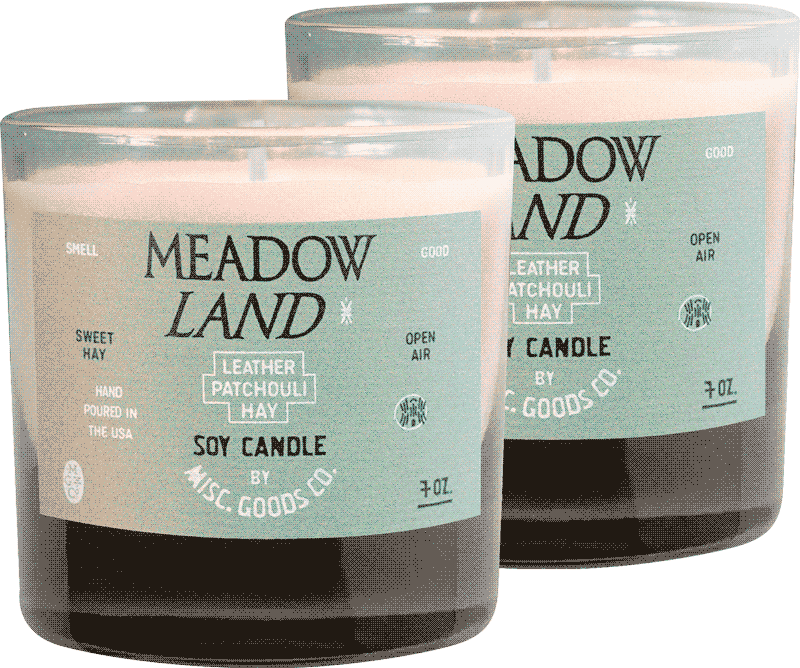 Misc. Goods Co. Meadowland 7 oz Soy Candle - Leather, Patchouli, & Hay Fragrance - Sloane Boutique