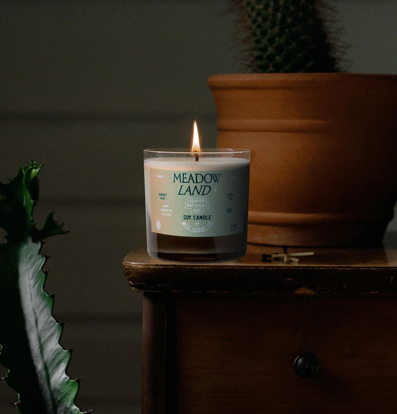 Misc. Goods Co. Meadowland 7 oz Soy Candle - Leather, Patchouli, & Hay Fragrance - Sloane Boutique