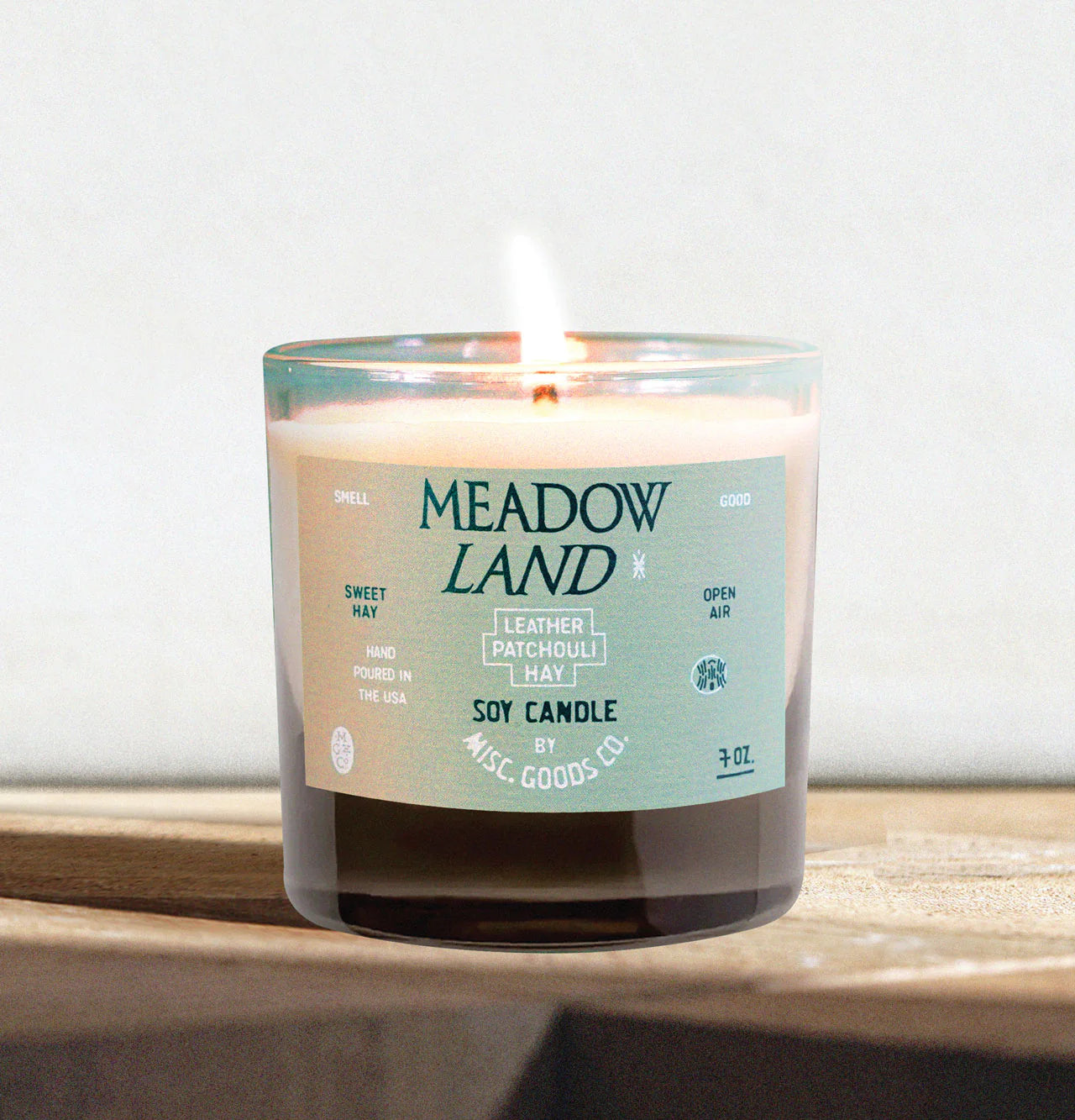 Misc. Goods Co. Meadowland 7 oz Soy Candle - Leather, Patchouli, & Hay Fragrance - Sloane Boutique