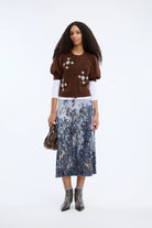 Munthe Charming Skirt - Grey Blue Print Women's Bottoms - Sloane Boutique