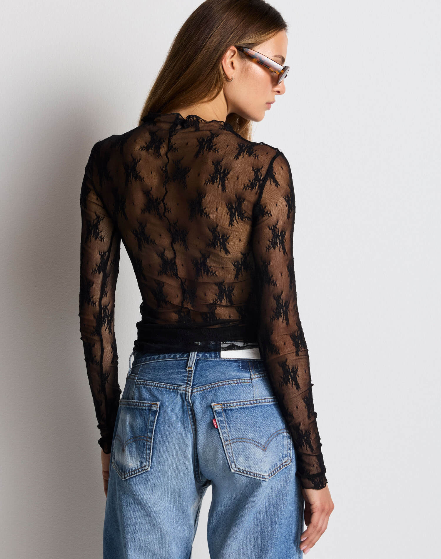 Re/Done Rhythm Lace L/S - Black Women's Tops - Sloane Boutique