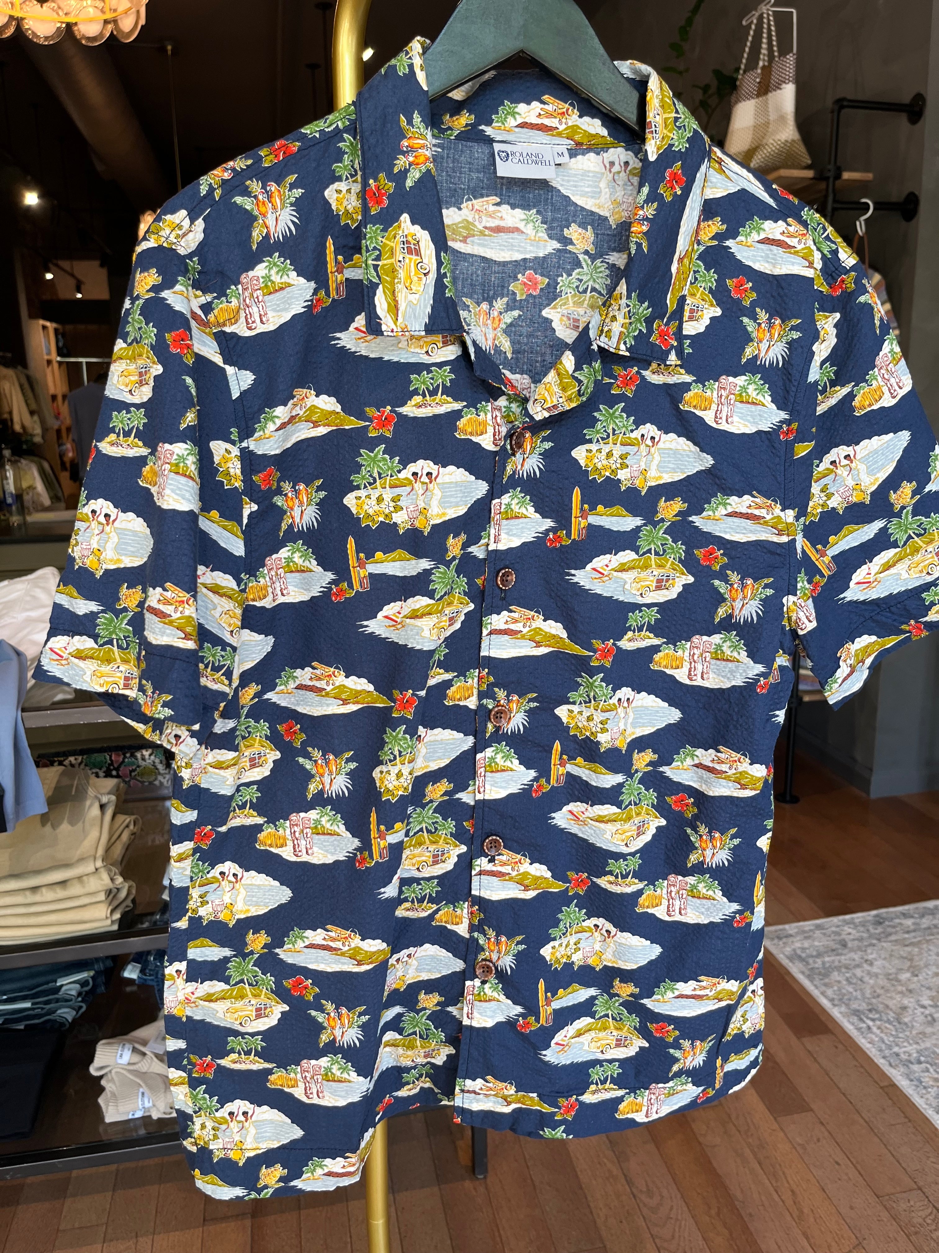Roland Caldwell Taylor Camp Shirt - Navy Aloha Men's Tops - Sloane Boutique