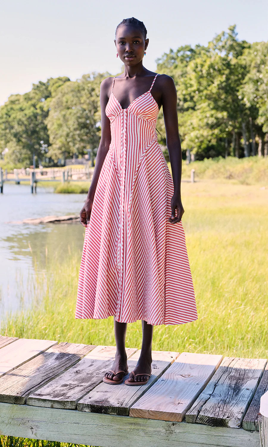 Saylor Arabella Dress - Red / White Dresses - Sloane Boutique