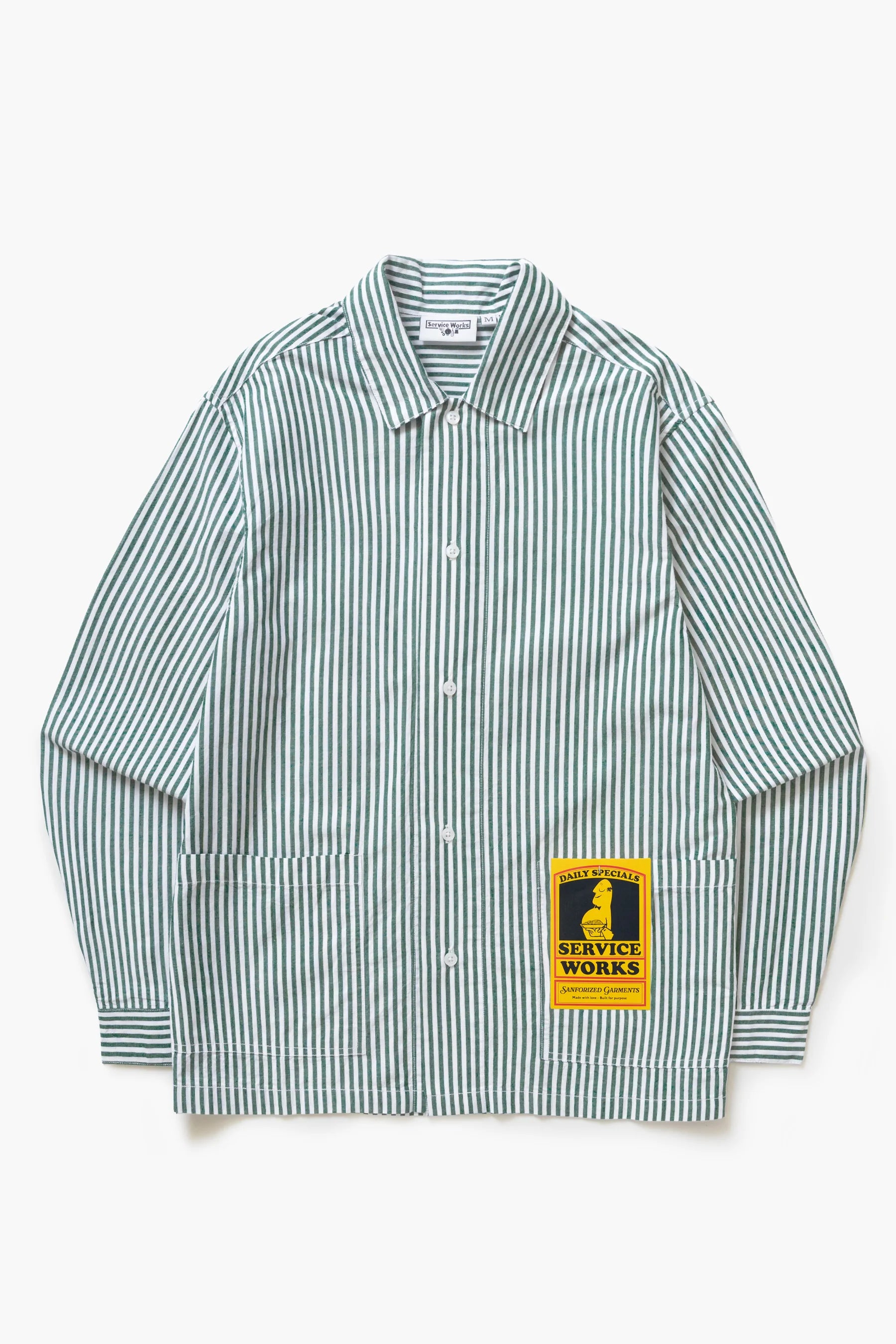 Service Works Poplin Stripe Waiter Shirt - Forest Men's Tops - Sloane Boutique