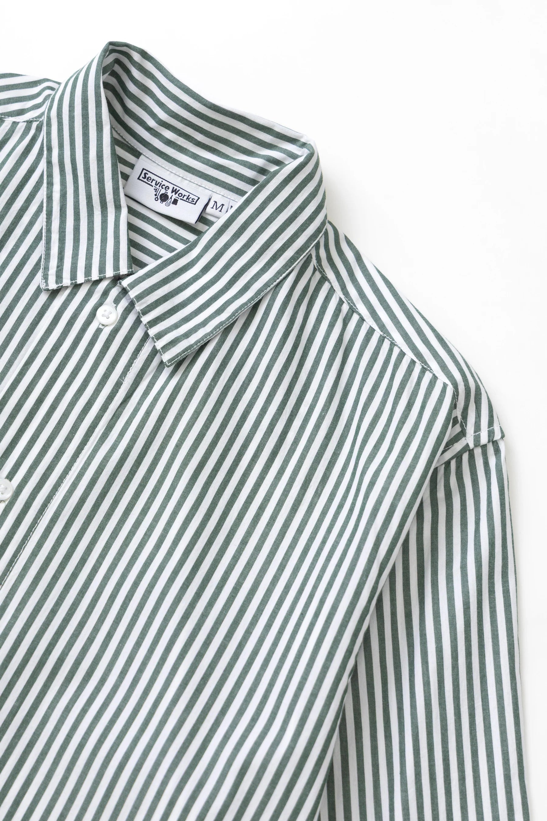 Service Works Poplin Stripe Waiter Shirt - Forest Men's Tops - Sloane Boutique