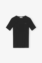 Soft Cotton Rib Short Sleeve T-Shirt - Black Women's Tops - Sloane Boutique