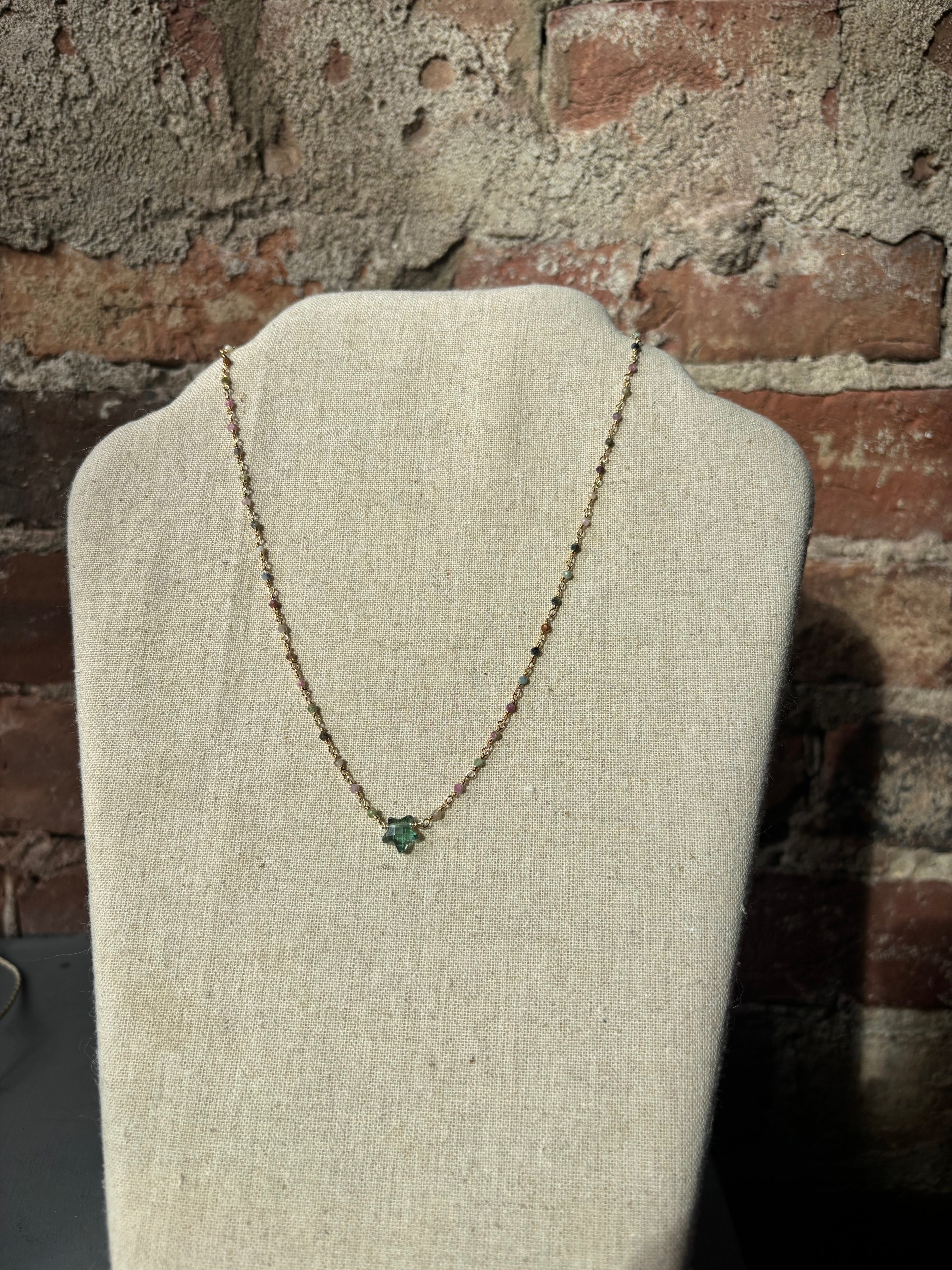 Sophie Deschamps Collier Bangalore (Single Star) - Rose Gold / Hydro Tourmaline Star Jewelry - Sloane Boutique