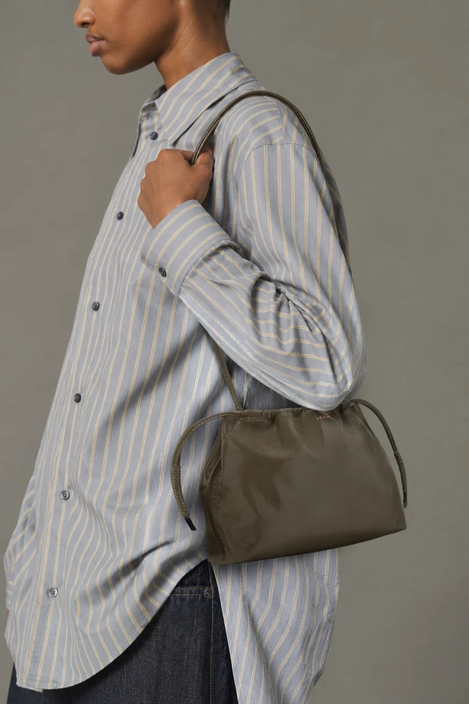 Souer Suzette Bag - Patent Khaki Handbags - Sloane Boutique