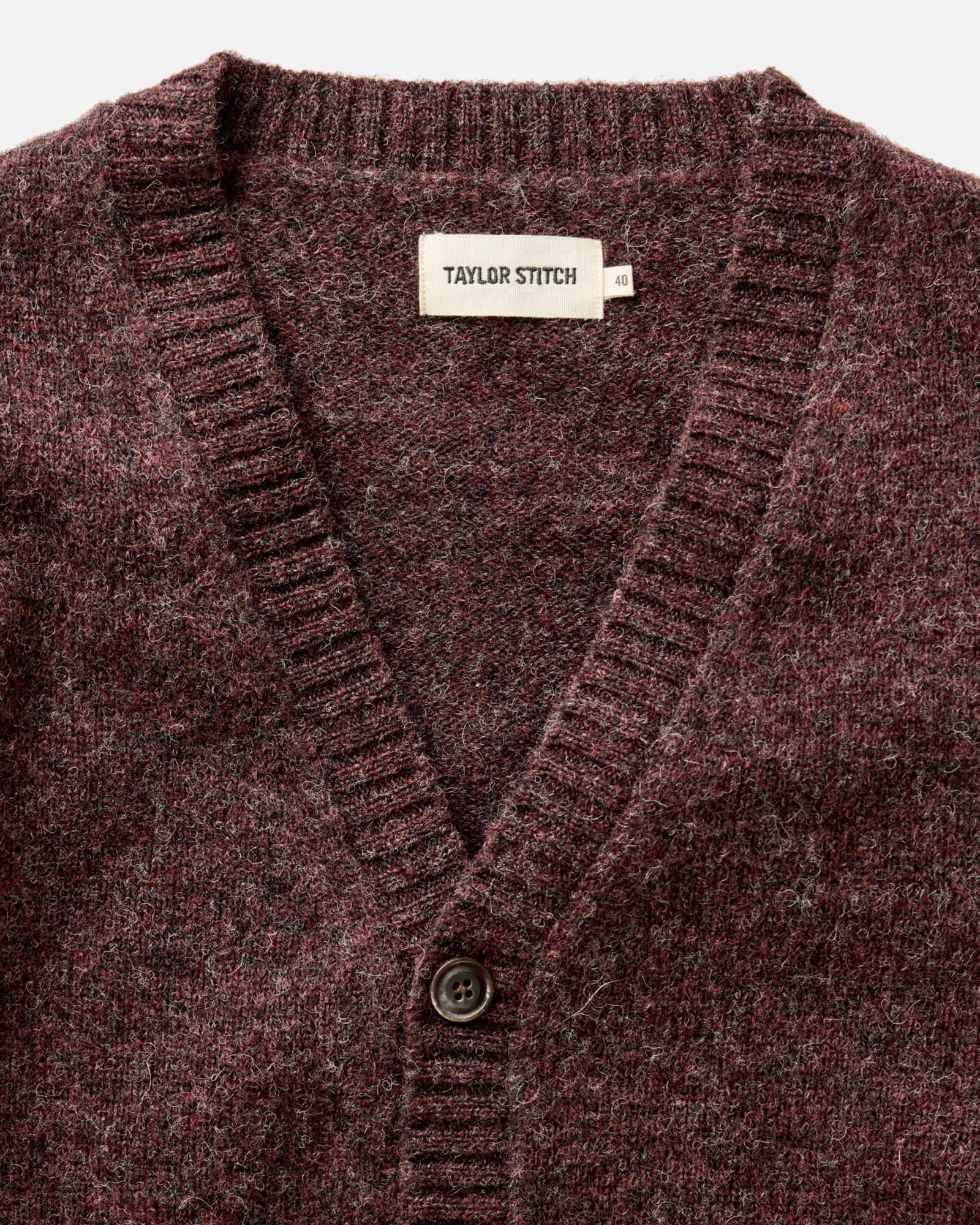 Taylor Stitch Eastmoor Cardigan - Heathered Port Wool Men's Tops - Sloane Boutique