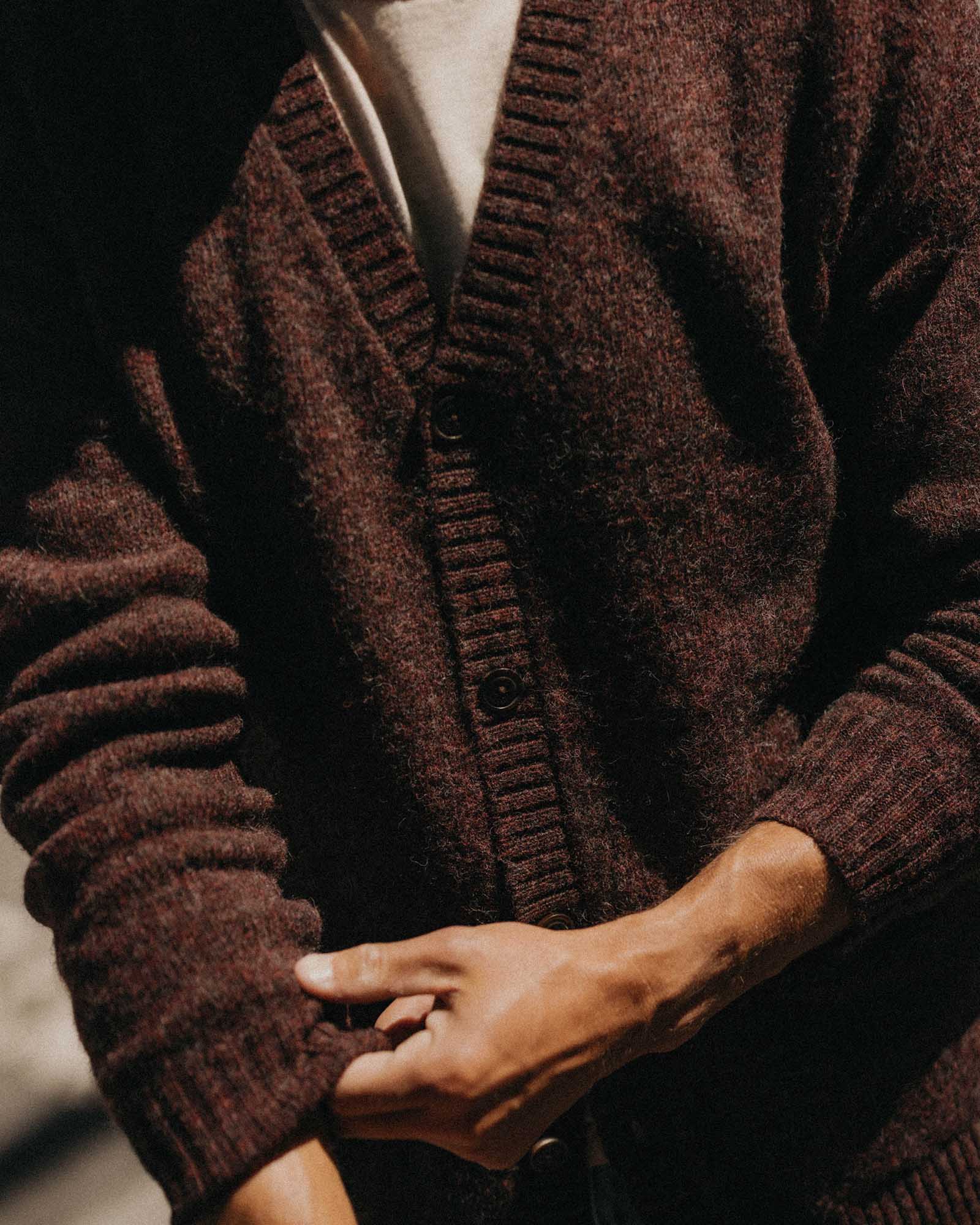 Taylor Stitch Eastmoor Cardigan - Heathered Port Wool Men's Tops - Sloane Boutique