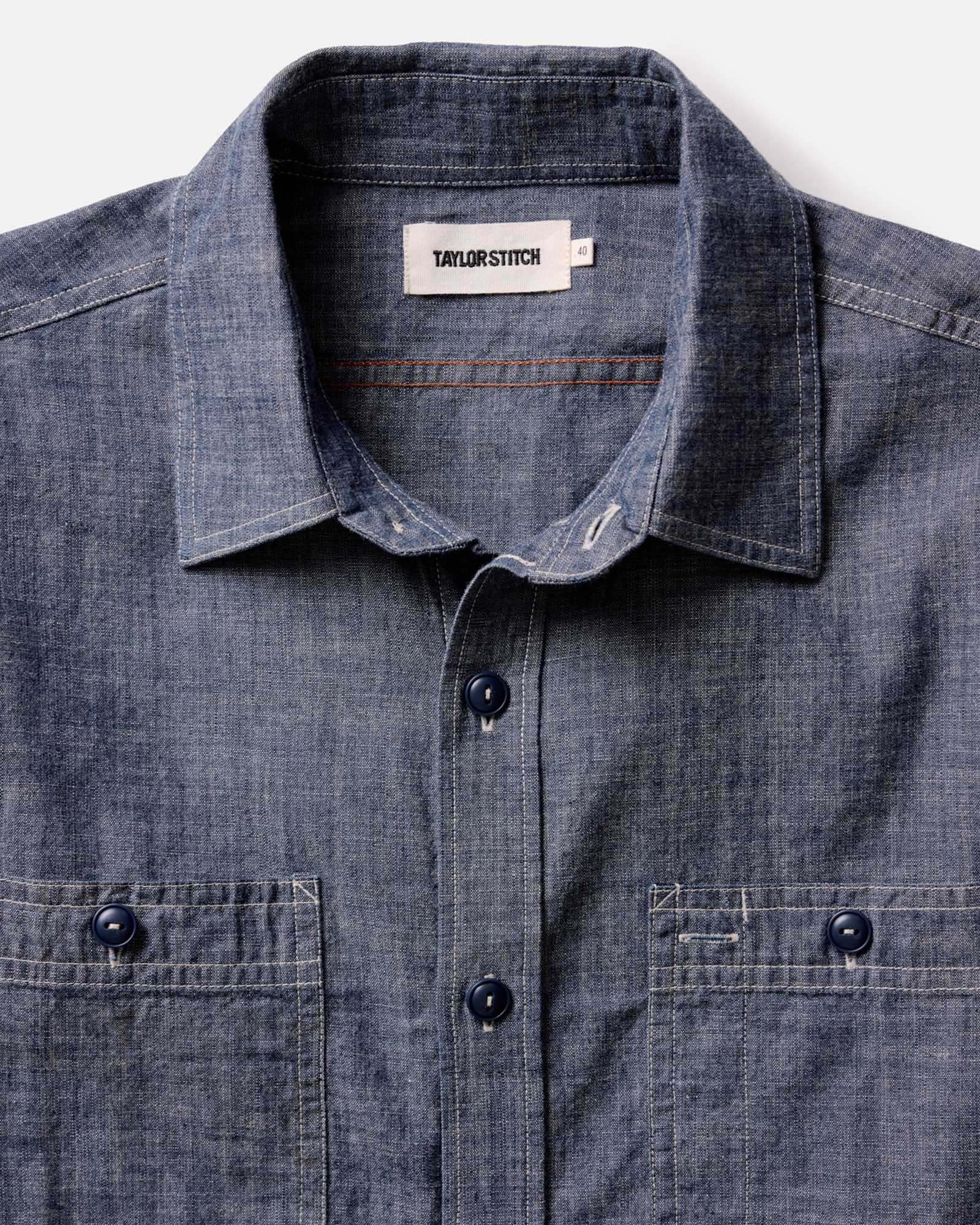Taylor Stitch Foundry Shirt - Rinsed Indigo Chambray Men's Tops - Sloane Boutique