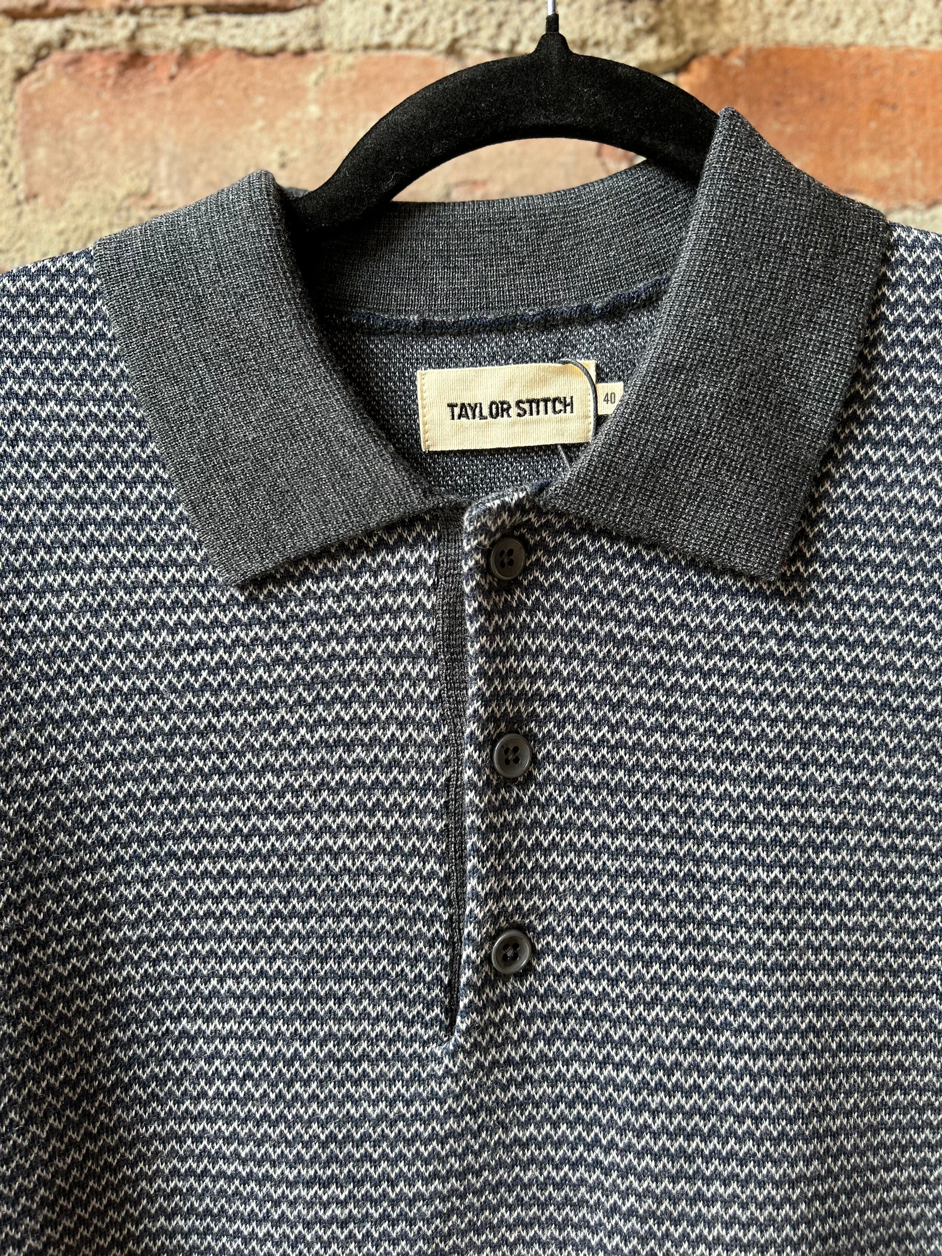 Taylor Stitch Newton Sweater Polo - Navy Birdseye Men's Tops - Sloane Boutique