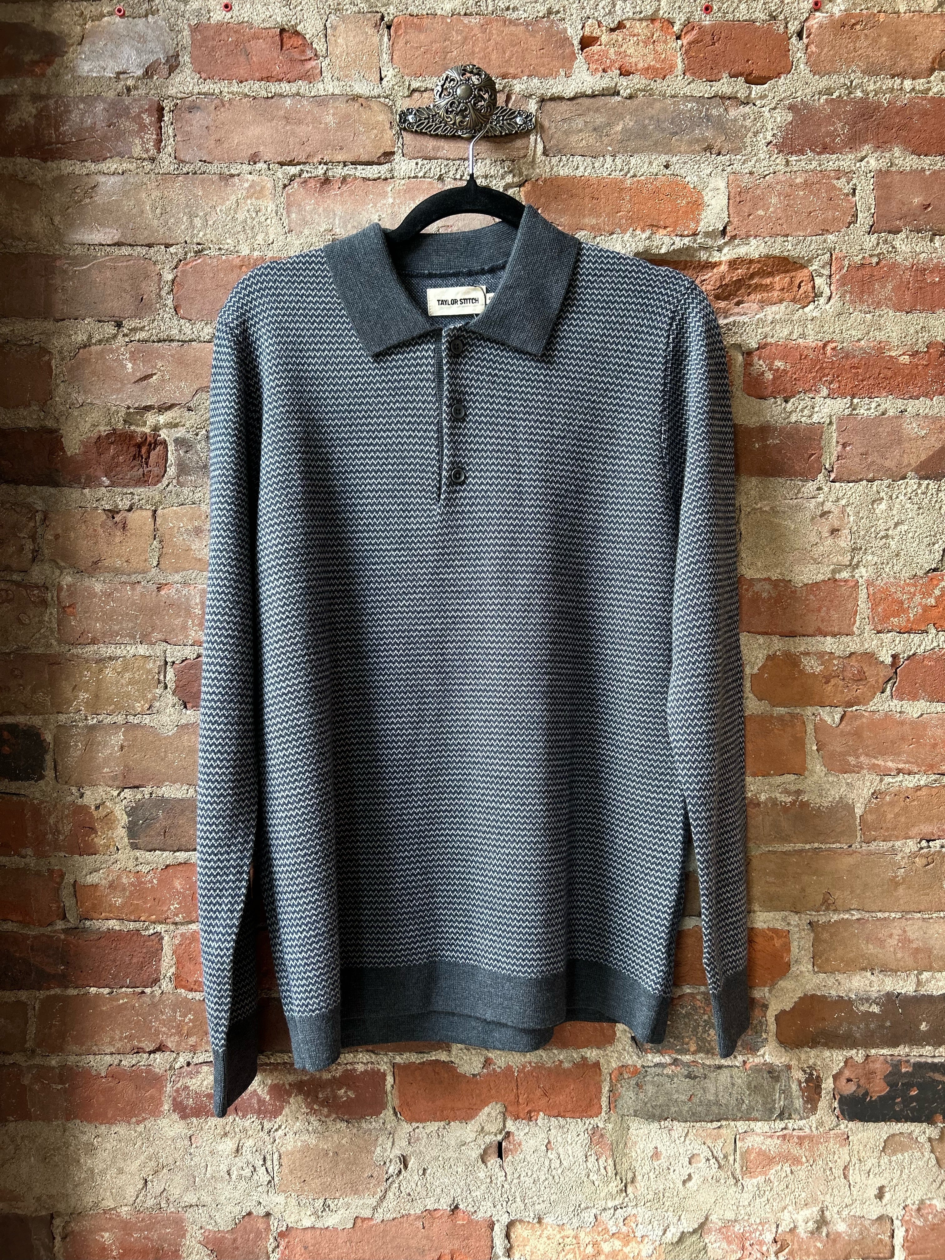 Taylor Stitch Newton Sweater Polo - Navy Birdseye Men's Tops - Sloane Boutique