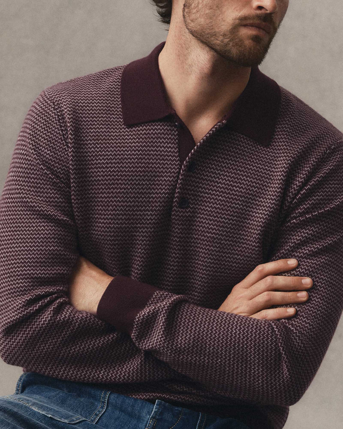 Taylor Stitch Newton Sweater Polo - Navy Birdseye Men's Tops - Sloane Boutique