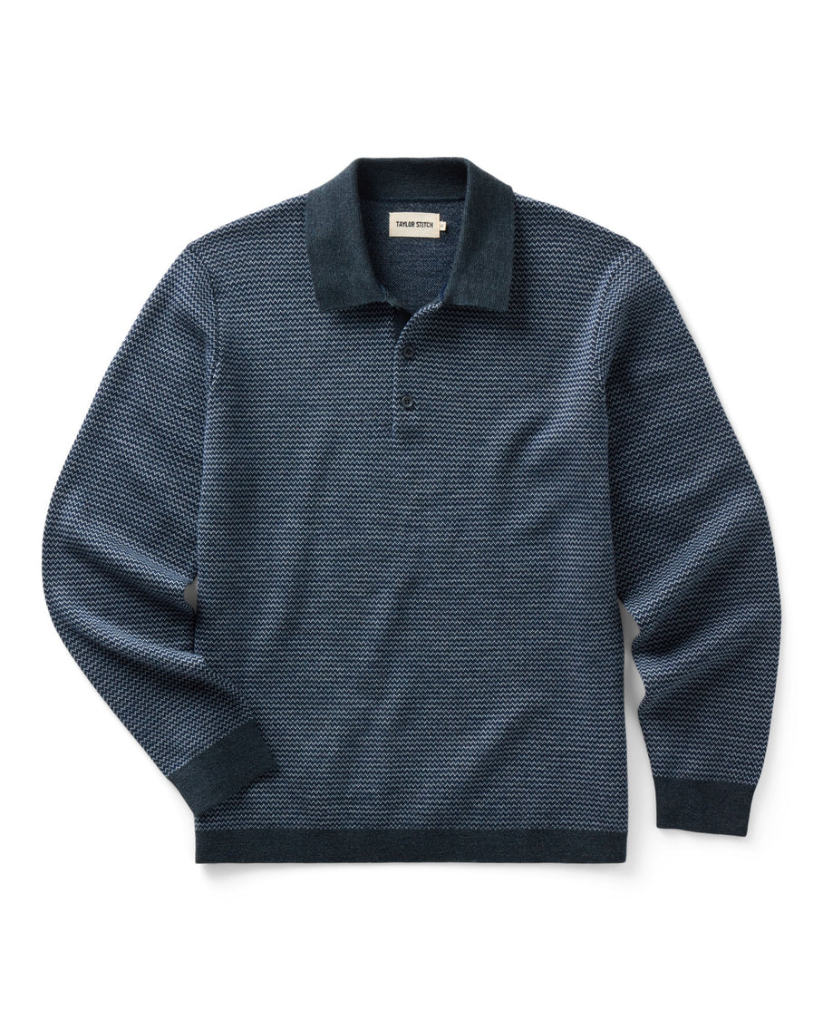 Taylor Stitch Newton Sweater Polo - Navy Birdseye Men's Tops - Sloane Boutique