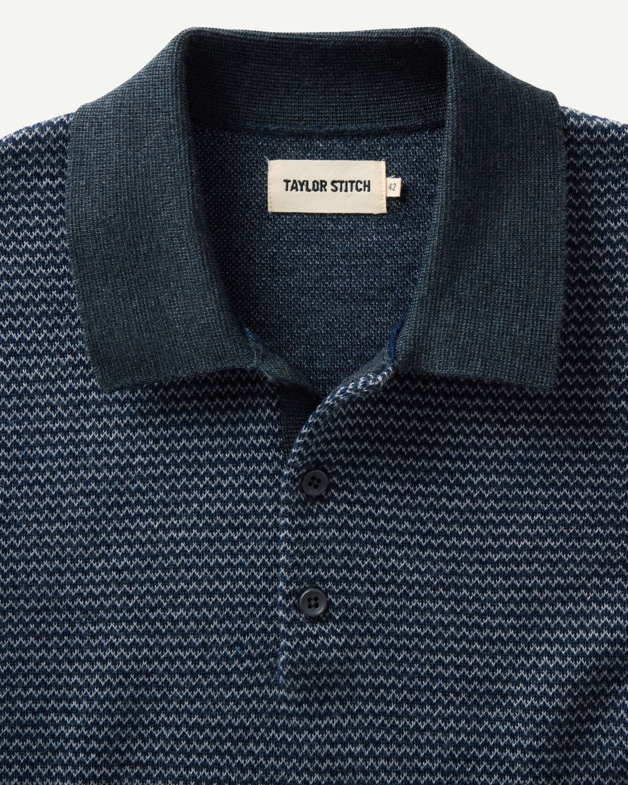 Taylor Stitch Newton Sweater Polo - Navy Birdseye Men's Tops - Sloane Boutique