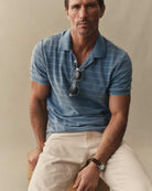 Taylor Stitch Pacific Polo - Washed Indigo Pique Stripe Men's Tops - Sloane Boutique
