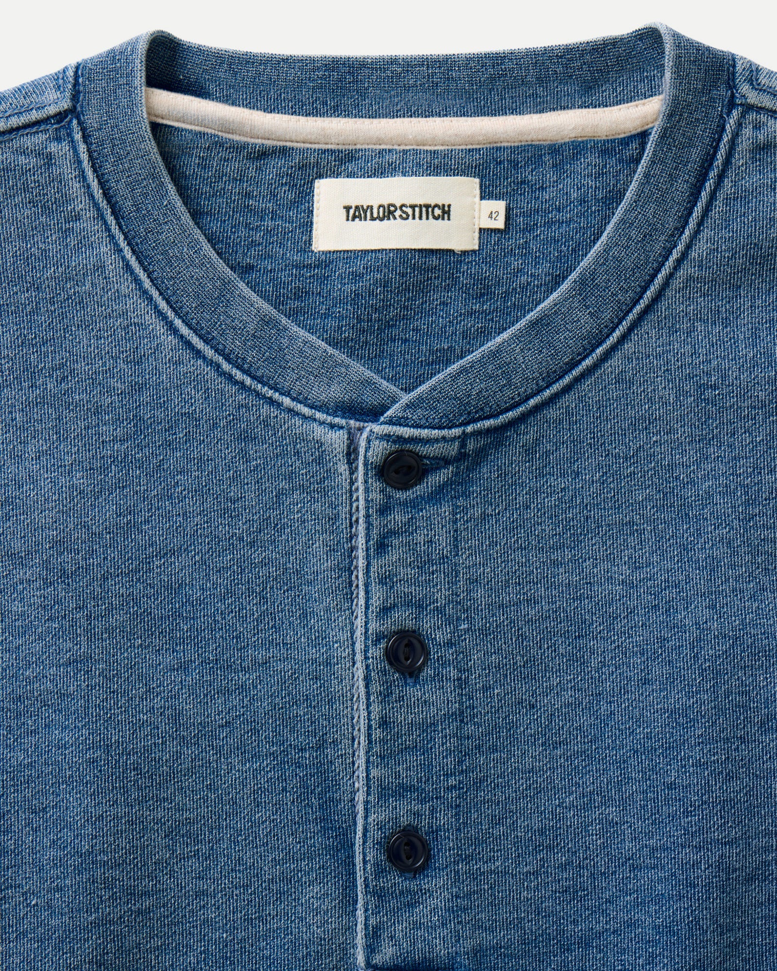 Taylor Stitch Sunset Henley - Washed Indigo Terry Men's Tops - Sloane Boutique