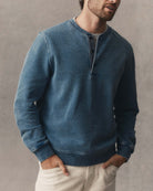 Taylor Stitch Sunset Henley - Washed Indigo Terry Men's Tops - Sloane Boutique