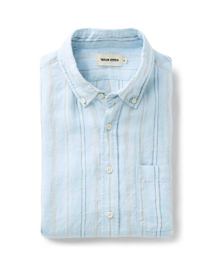 Taylor Stitch The Jack Linen - Blue Sky Stripe Men's Tops - Sloane Boutique