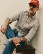 Taylor Stitch The Jack Linen - Burgundy Uni Stripe Men's Tops - Sloane Boutique