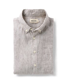 Taylor Stitch The Jack Linen - Burgundy Uni Stripe Men's Tops - Sloane Boutique