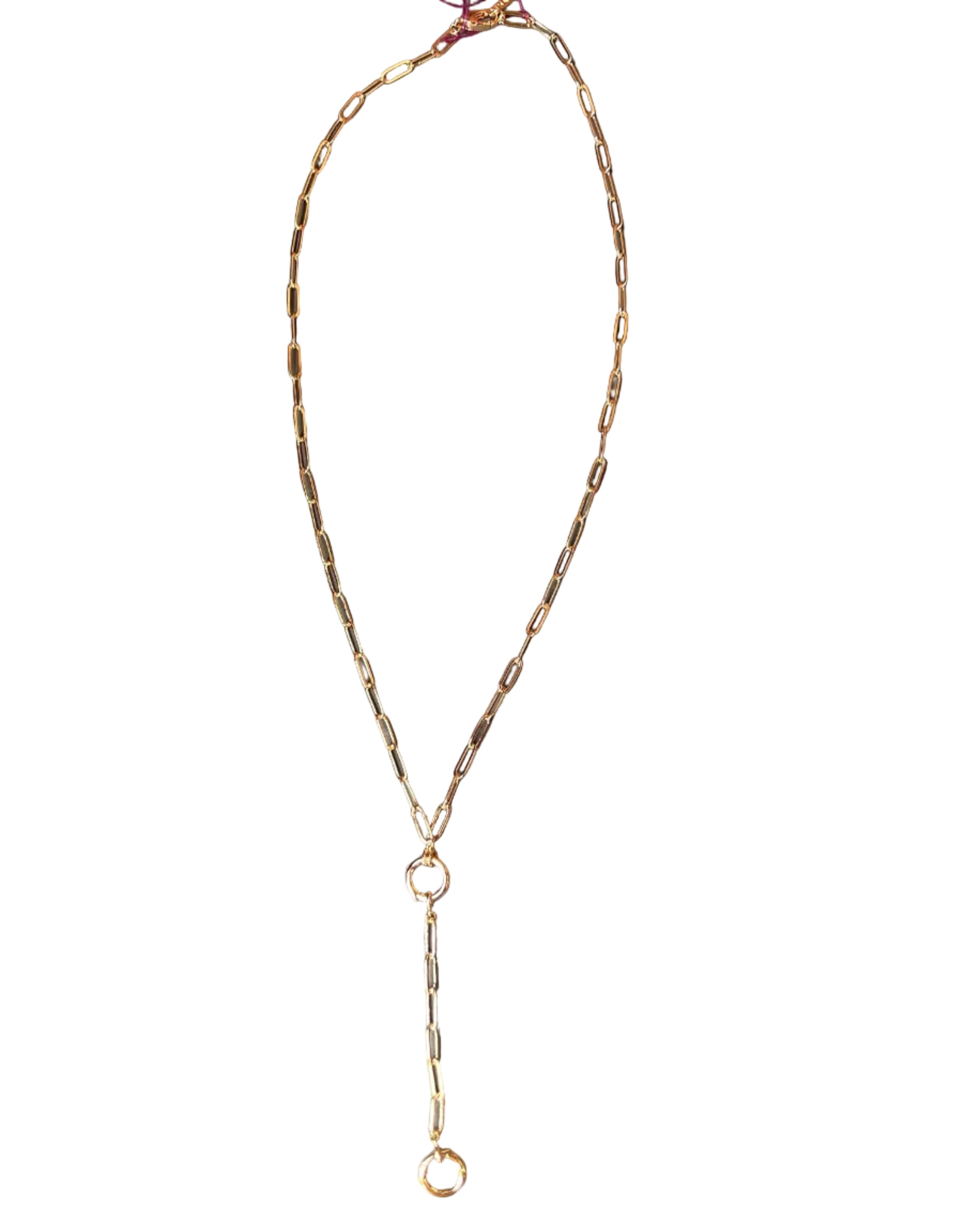 THATCH Finn Paperclip Charm Lariat Necklace - Gold Jewelry - Sloane Boutique