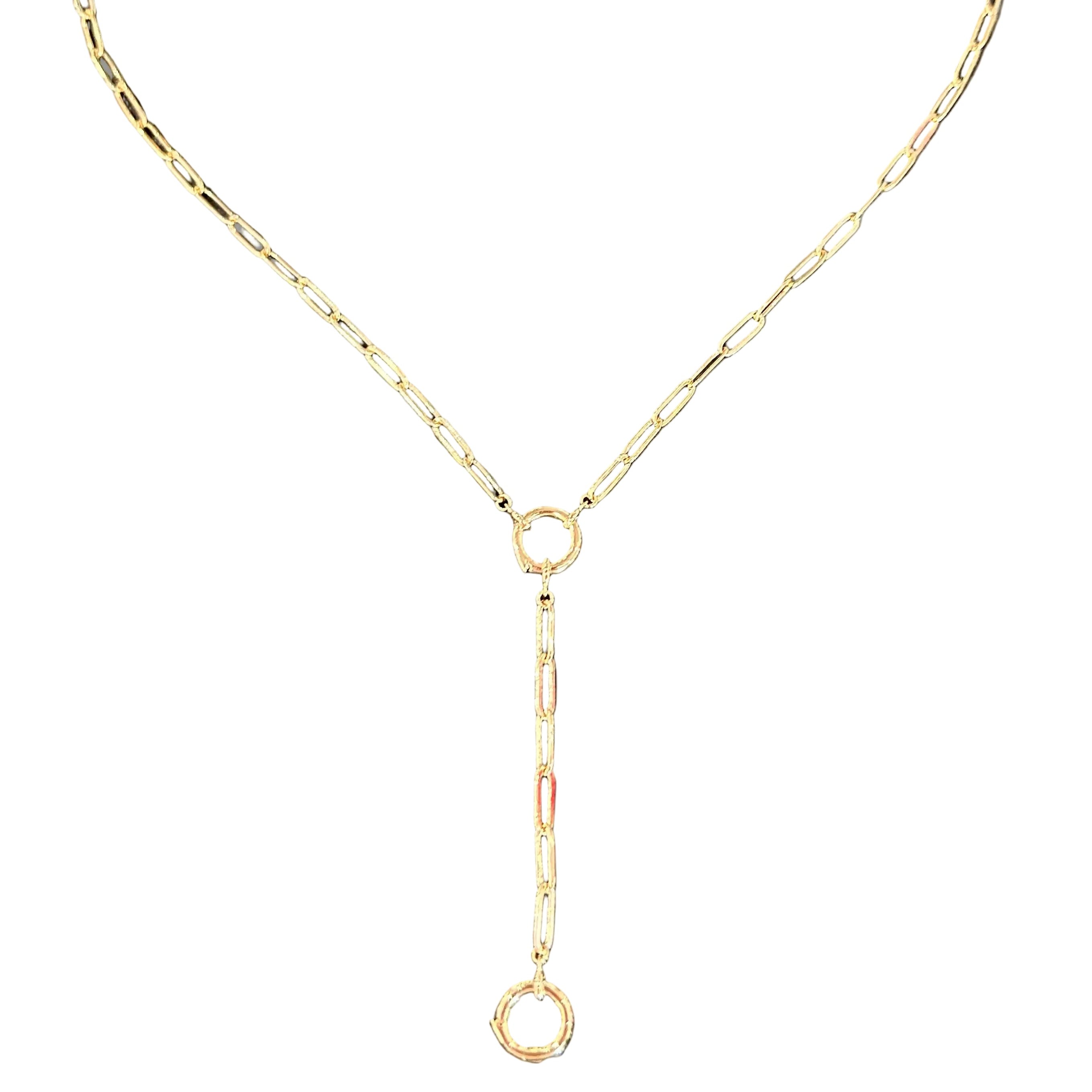 THATCH Finn Paperclip Charm Lariat Necklace - Gold Jewelry - Sloane Boutique