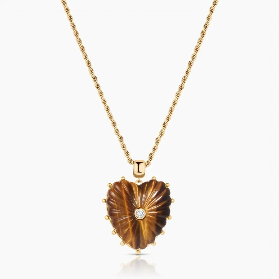 Thatch Malene Heart Charm - Tiger's Eye Jewelry - Sloane Boutique