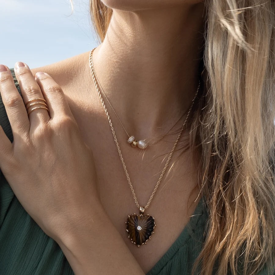 Thatch Malene Heart Charm - Tiger's Eye Jewelry - Sloane Boutique