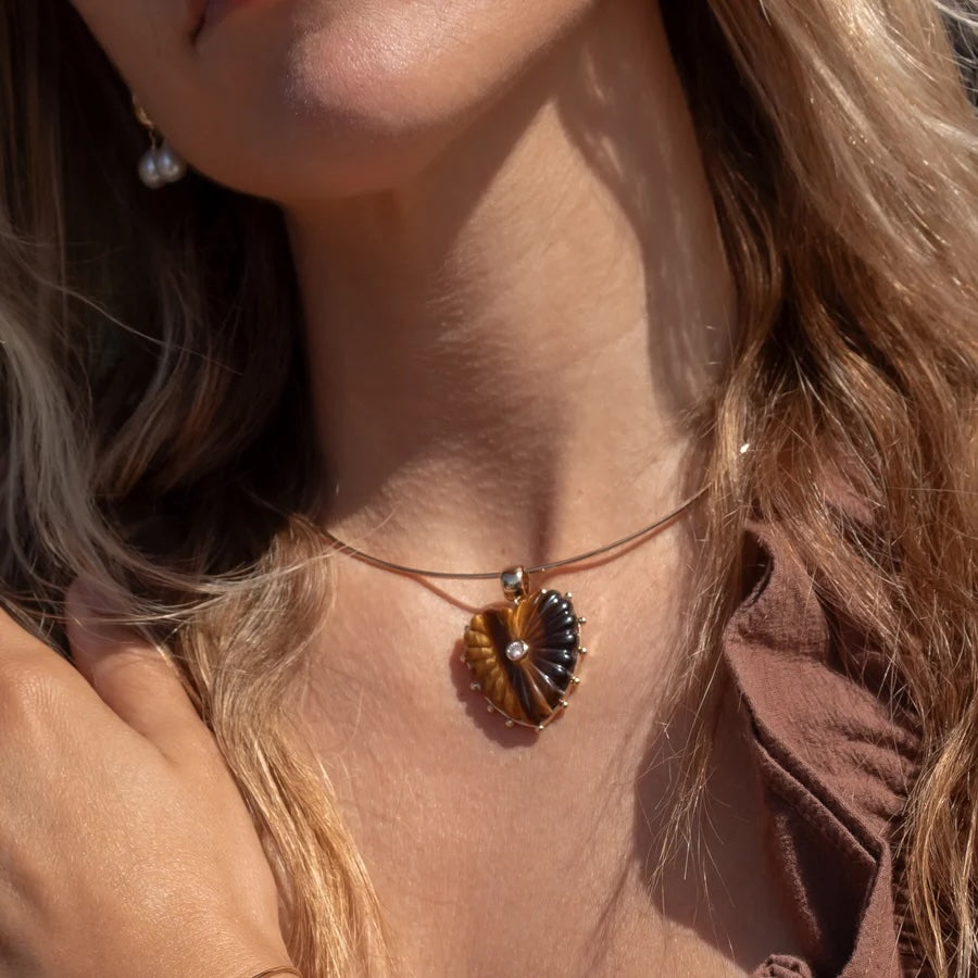 Thatch Malene Heart Charm - Tiger's Eye Jewelry - Sloane Boutique