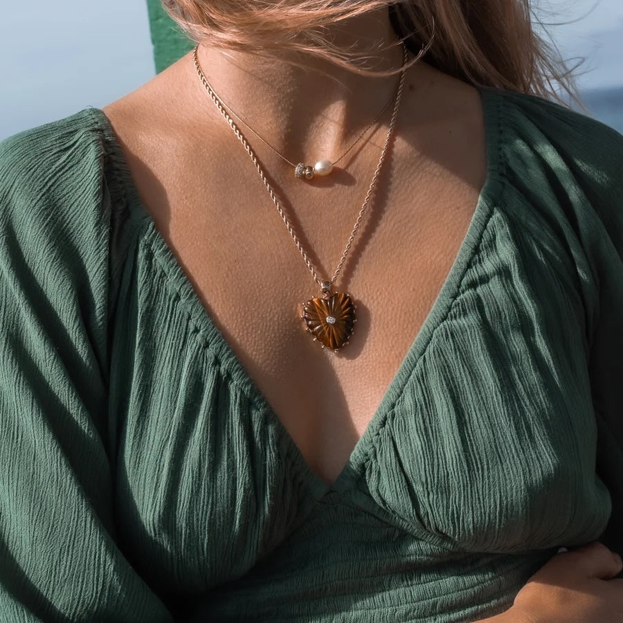Thatch Malene Heart Charm - Tiger's Eye Jewelry - Sloane Boutique